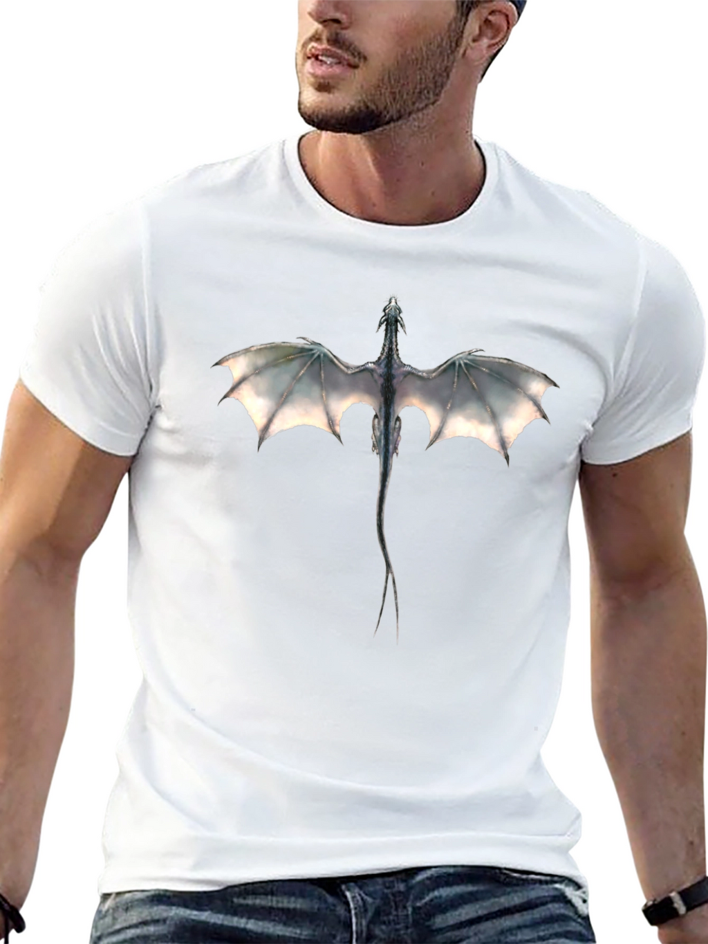 Dragon Graphic Tee - Black Cotton Blend Shirt