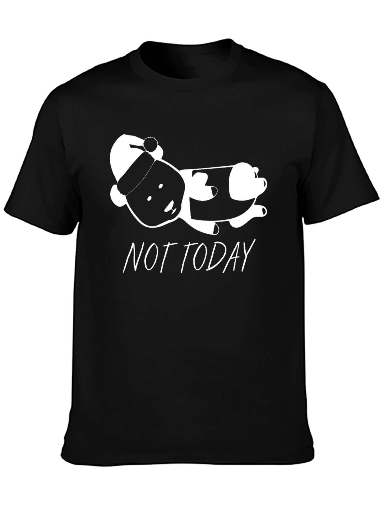 Not Today Lazy Panda T-Shirt - Black