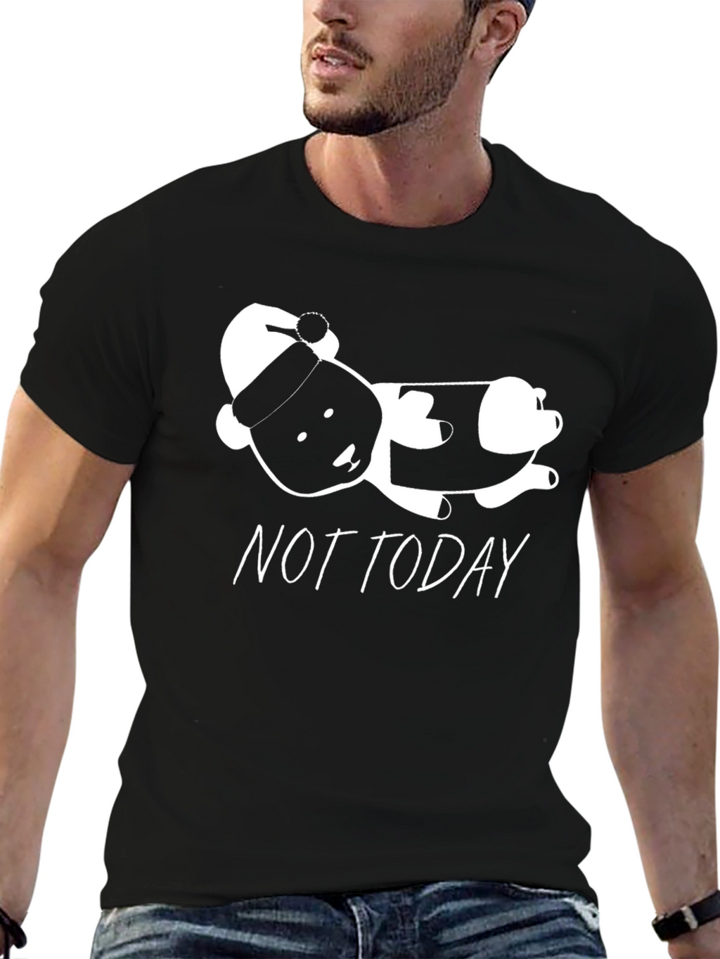 Not Today Lazy Panda T-Shirt - Black