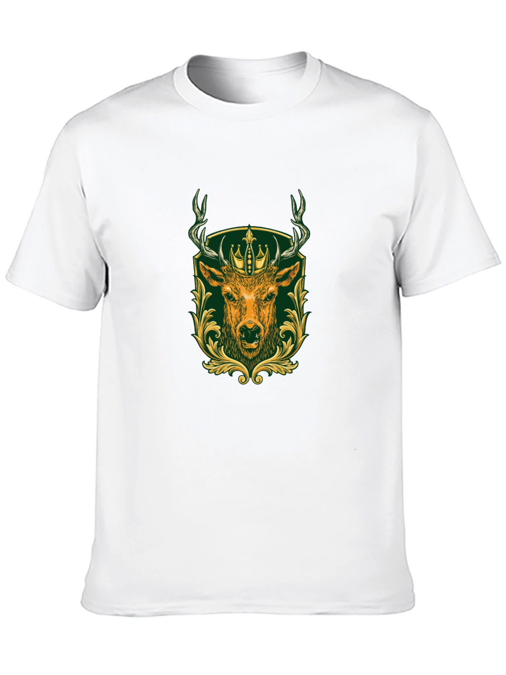 Mens Black Tee with Deer & Crown Graphic
