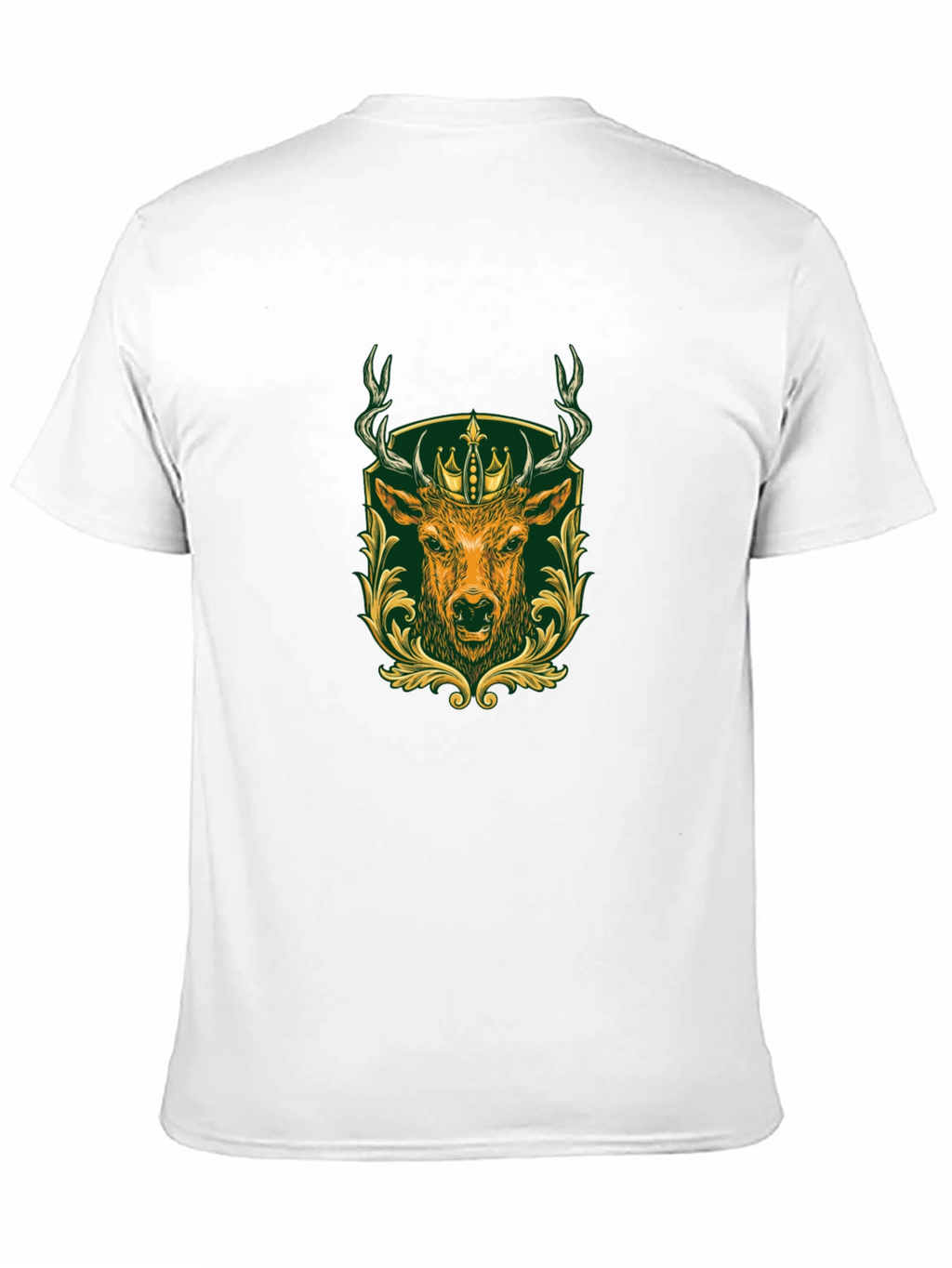 Mens Black Tee with Deer & Crown Graphic