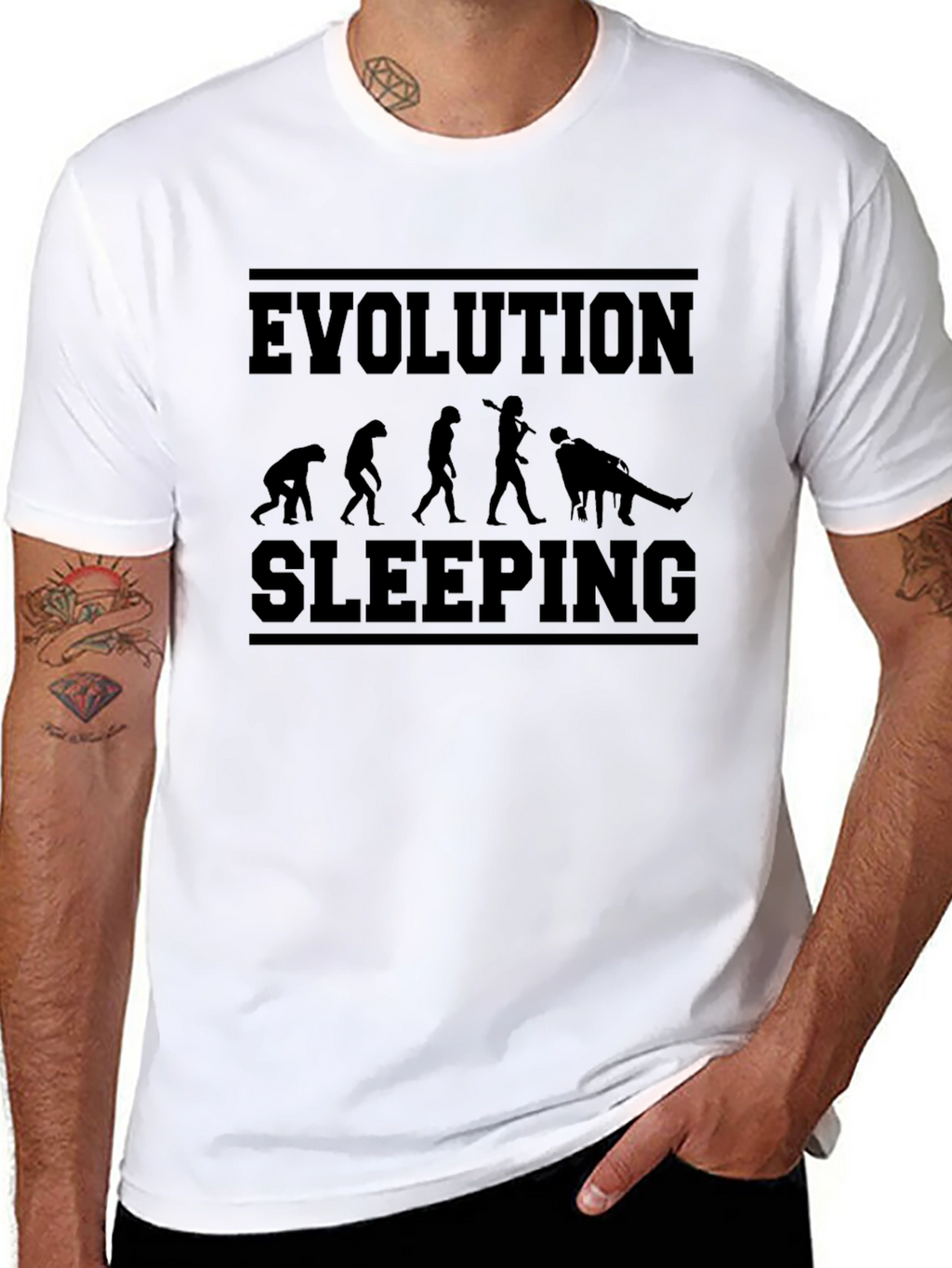 Evolution of Sleeping Funny Mens T-Shirt