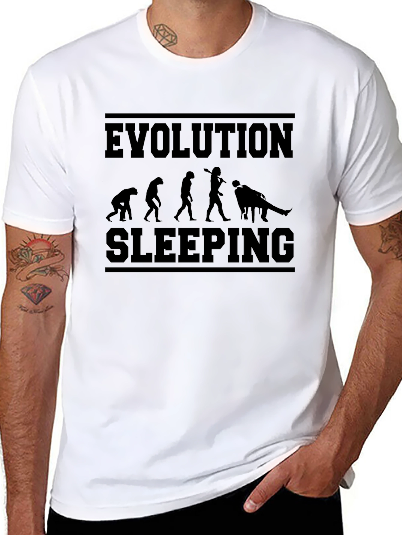 Evolution of Sleeping Funny Mens T-Shirt