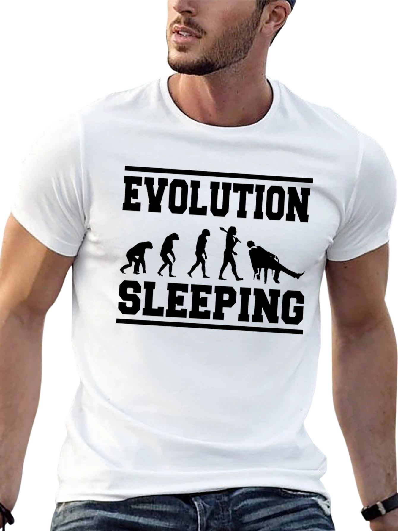 Evolution of Sleeping Funny Mens T-Shirt