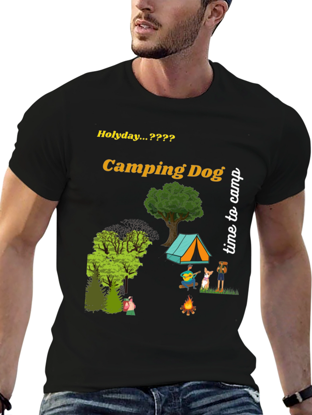 Camping Dog Graphic Tee