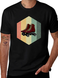 Retro Roller Skate Graphic Tee - Black Casual Shirt
