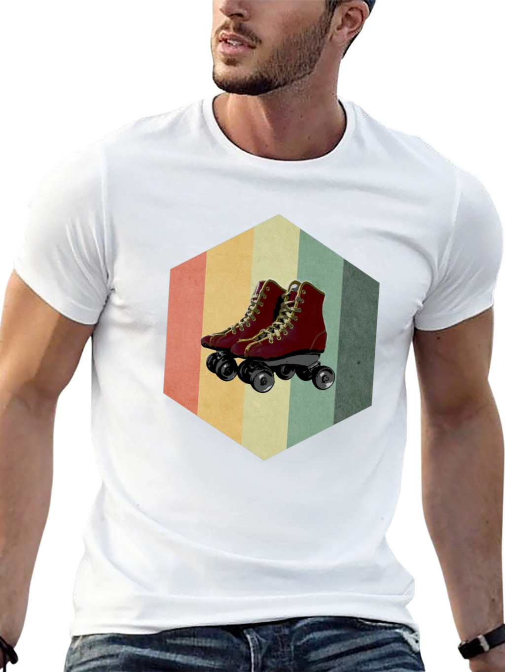 Retro Roller Skate Graphic Tee - Black Casual Shirt
