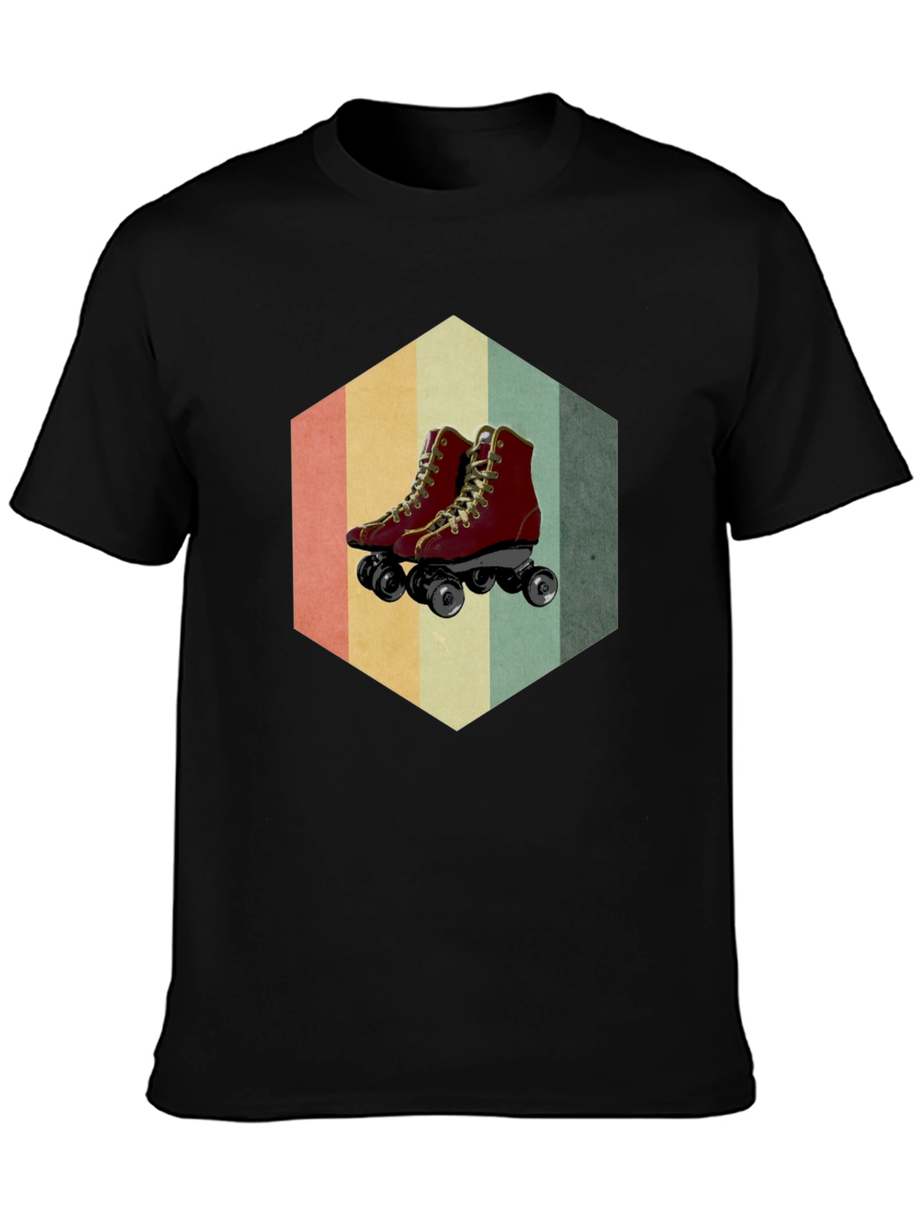 Retro Roller Skate Graphic Tee - Black Casual Shirt