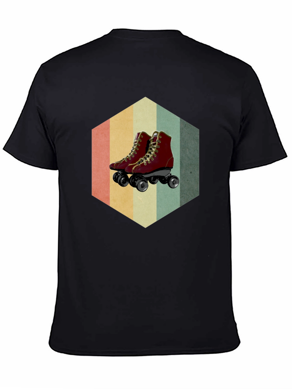 Retro Roller Skate Graphic Tee - Black Casual Shirt