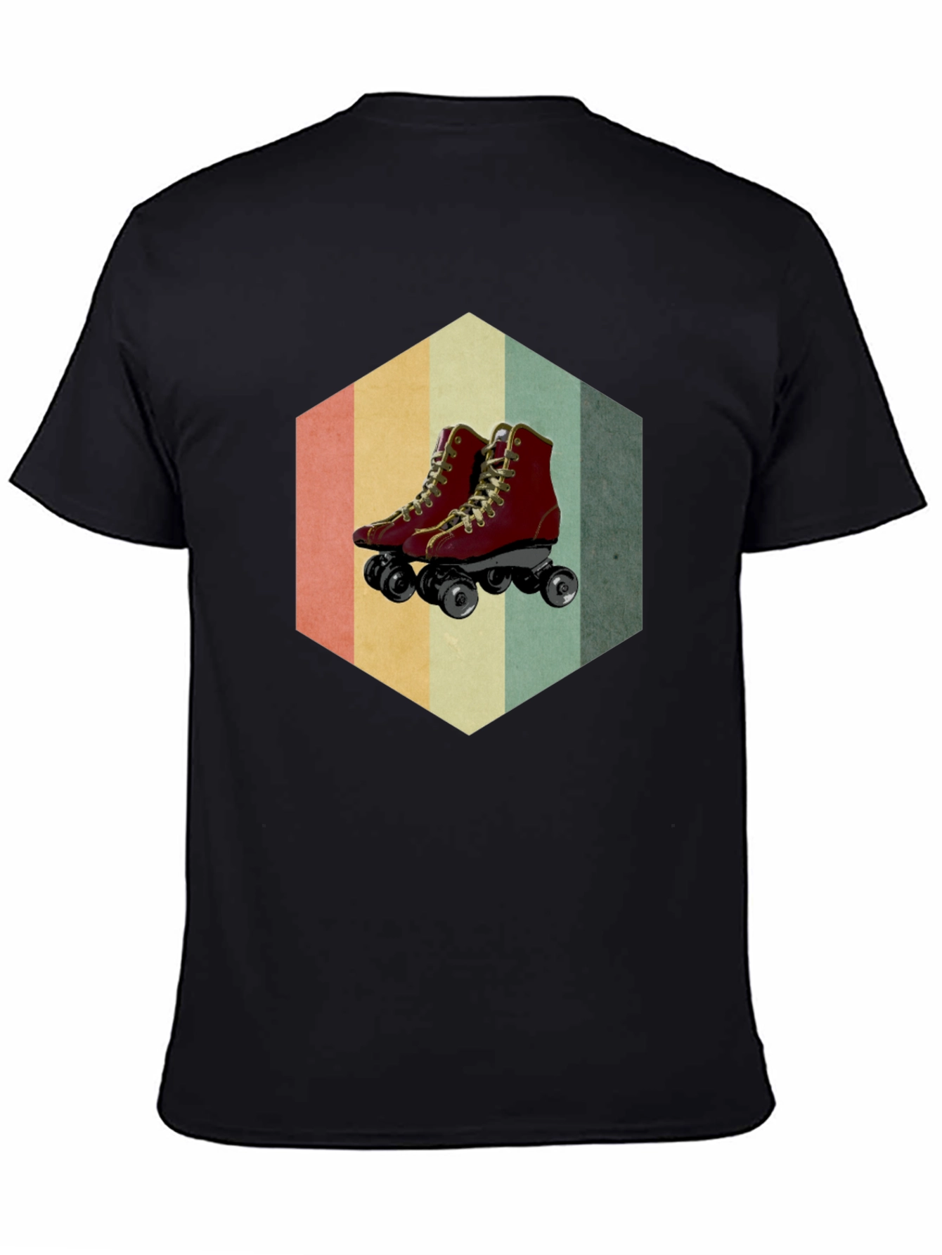 Retro Roller Skate Graphic Tee - Black Casual Shirt