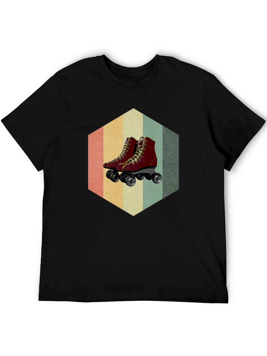 Retro Roller Skate Graphic Tee - Black Casual Shirt