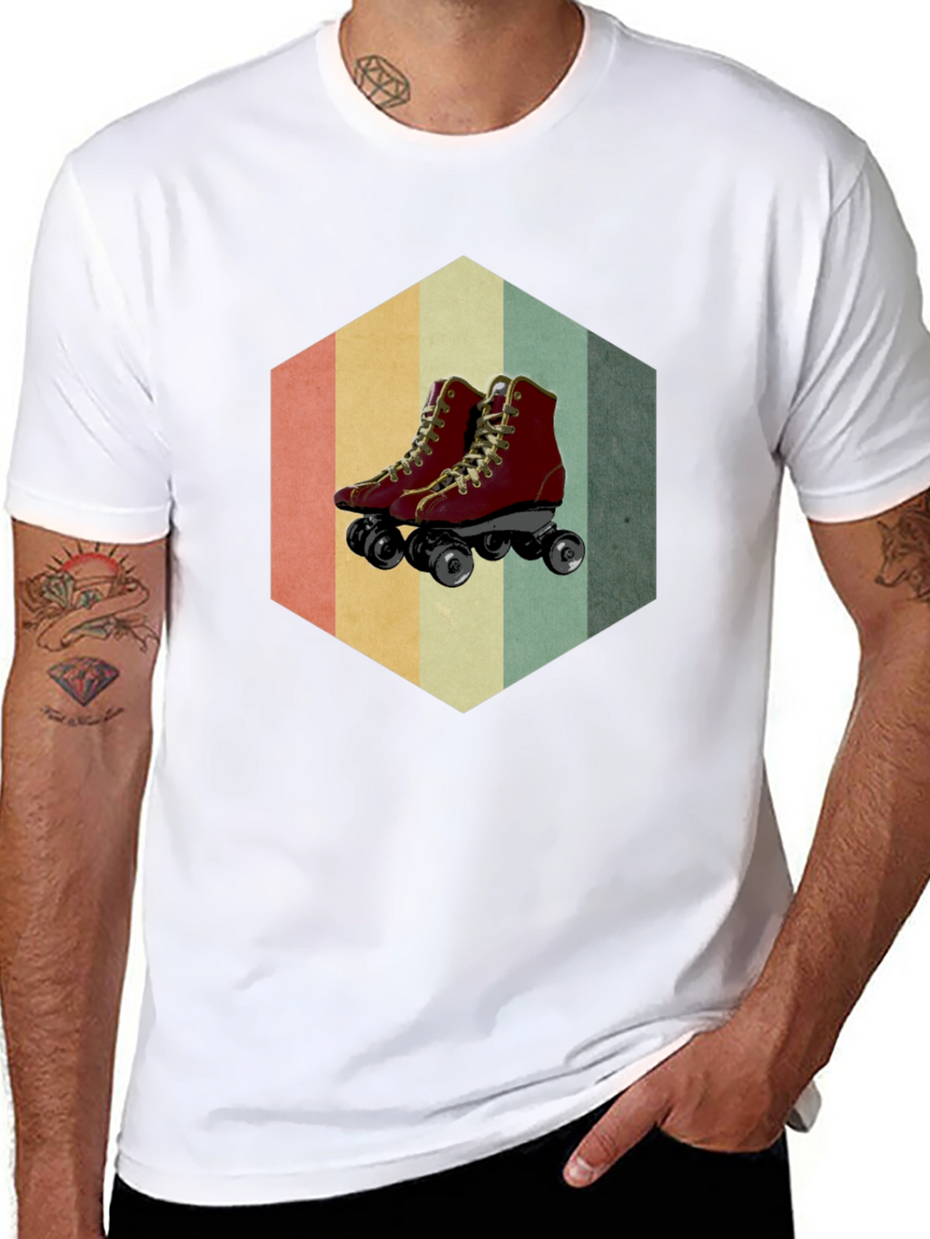 Retro Roller Skate Graphic Tee - Black Casual Shirt