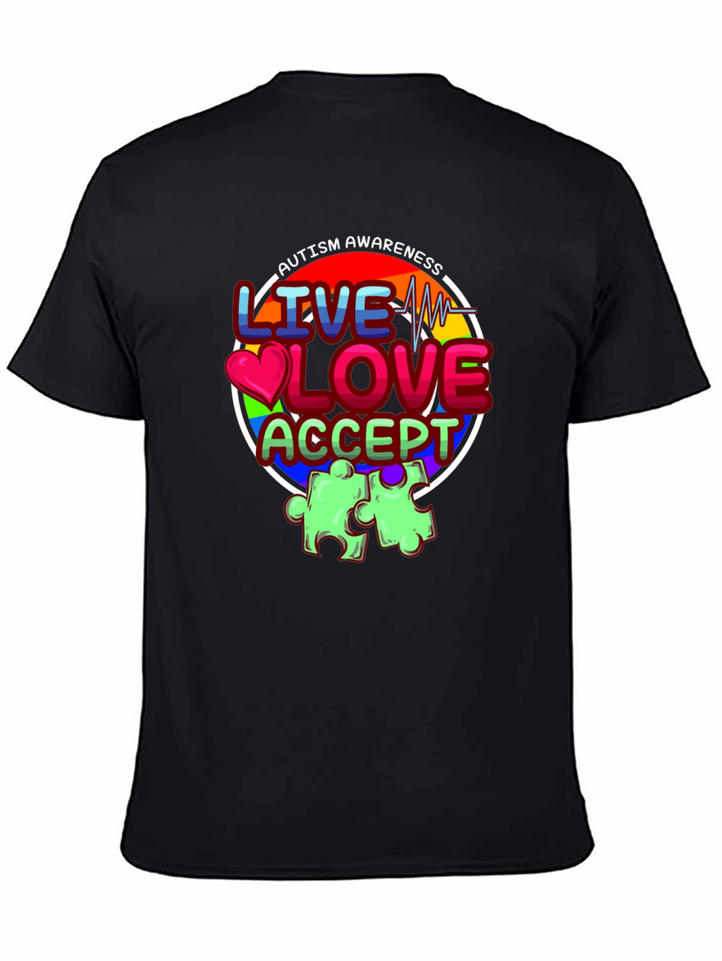 Autism Awareness Graphic T-Shirt - Live Love Accept