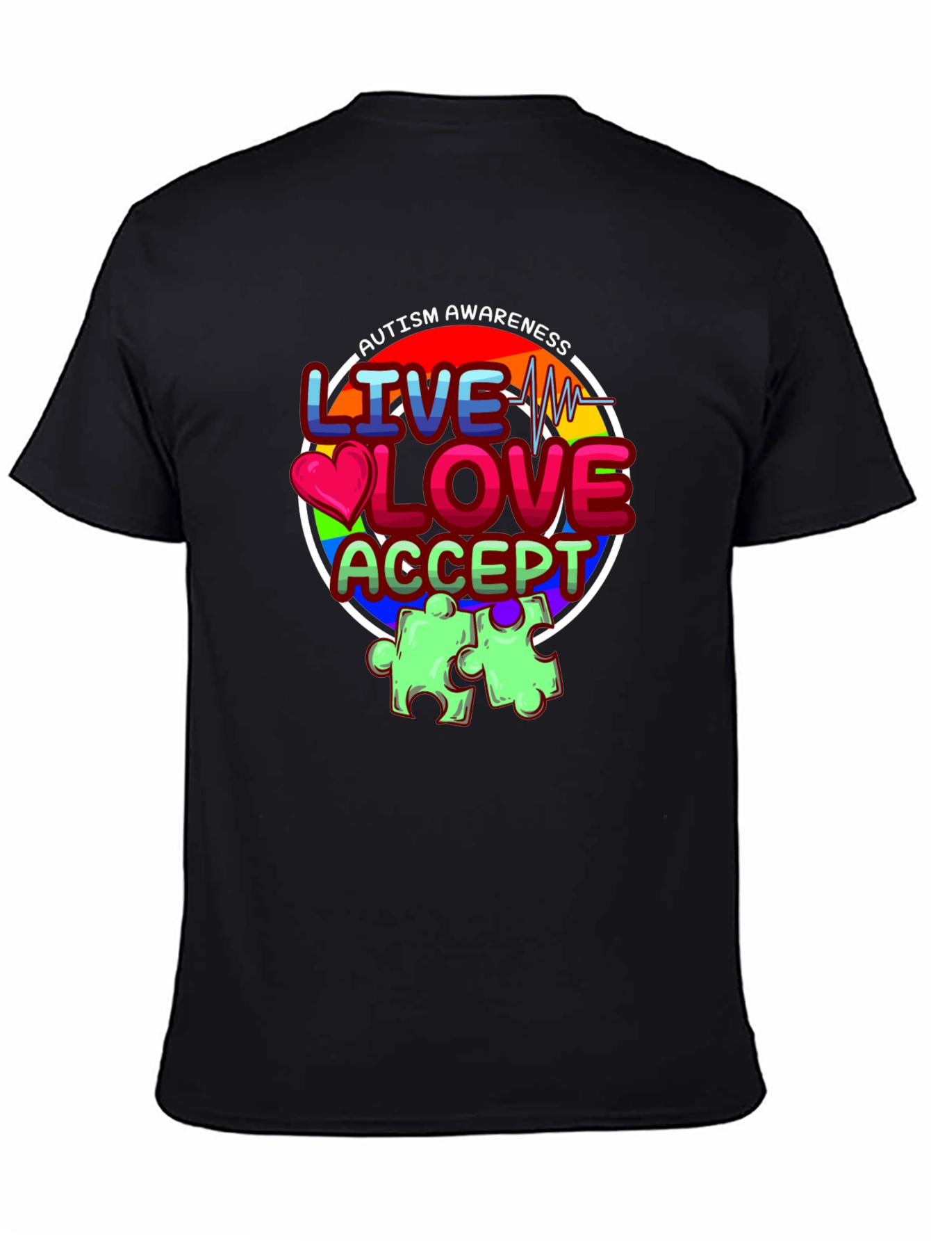 Autism Awareness Graphic T-Shirt - Live Love Accept