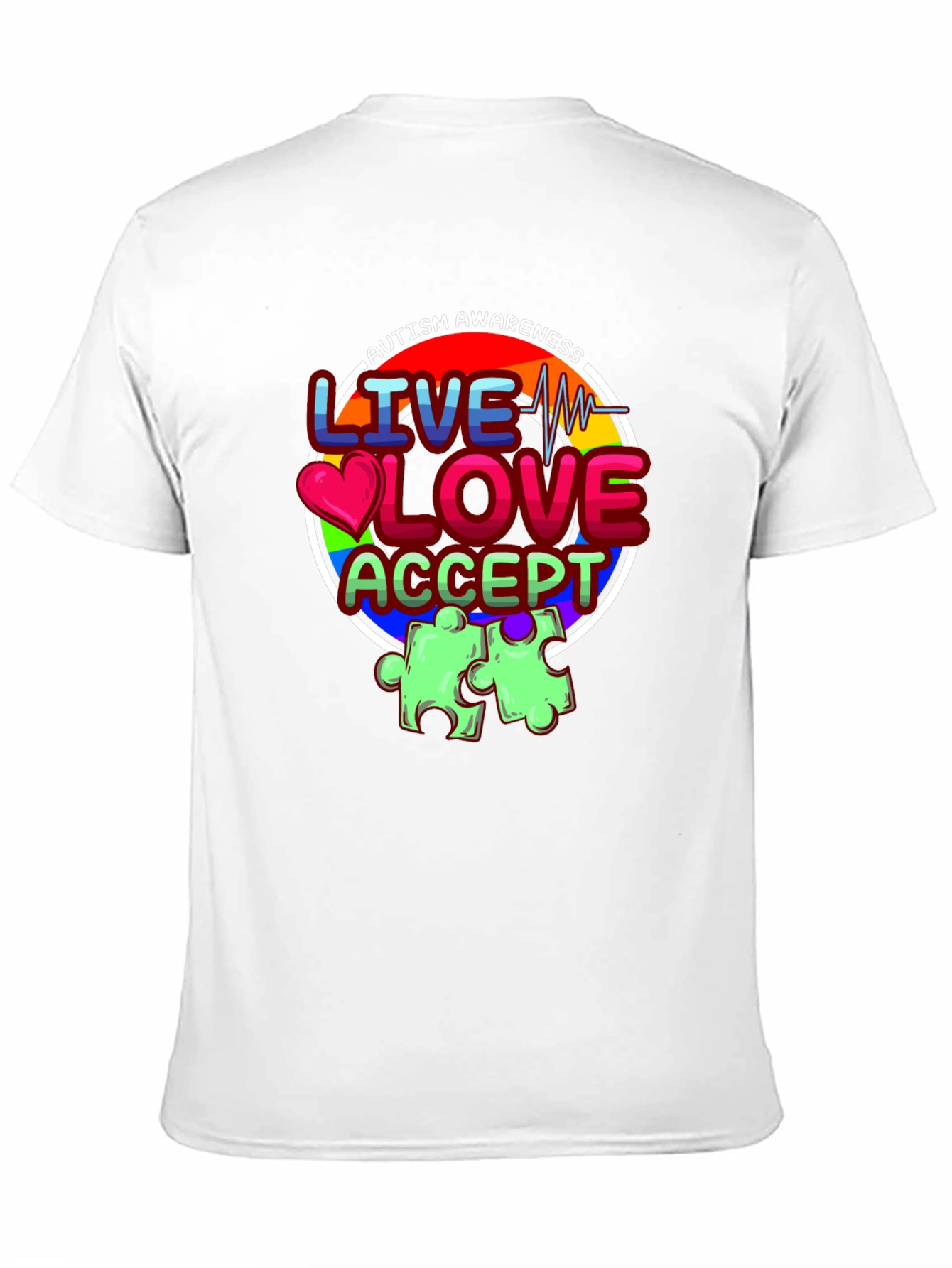 Autism Awareness Graphic T-Shirt - Live Love Accept
