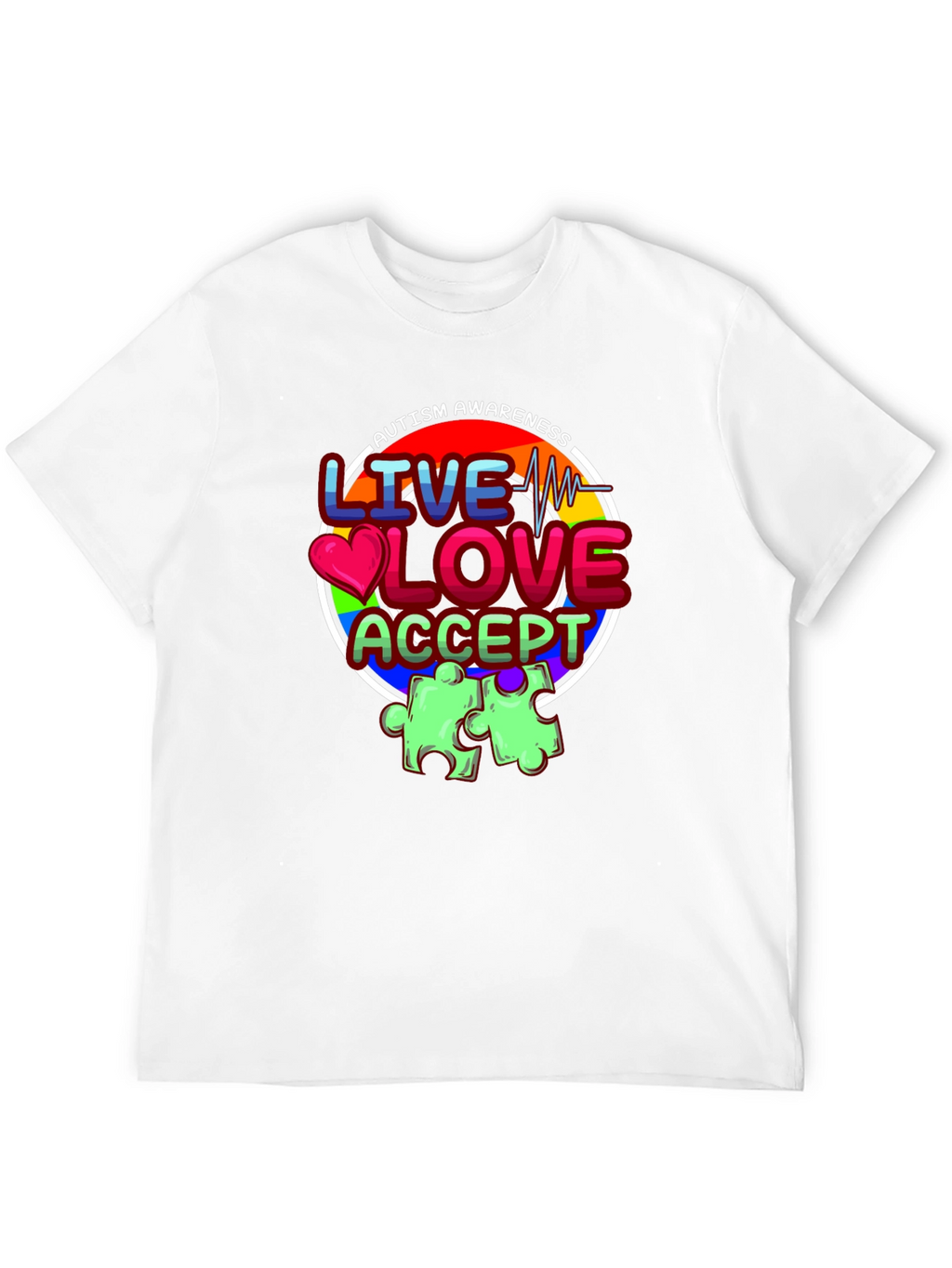 Autism Awareness Graphic T-Shirt - Live Love Accept