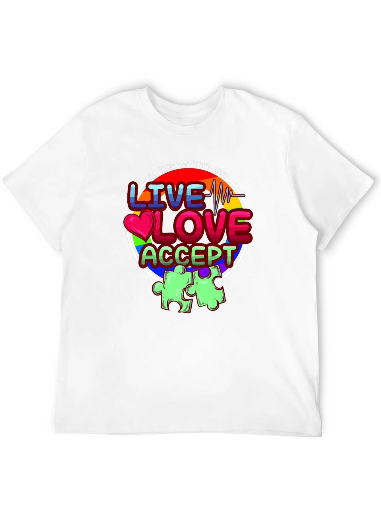Autism Awareness Graphic T-Shirt - Live Love Accept