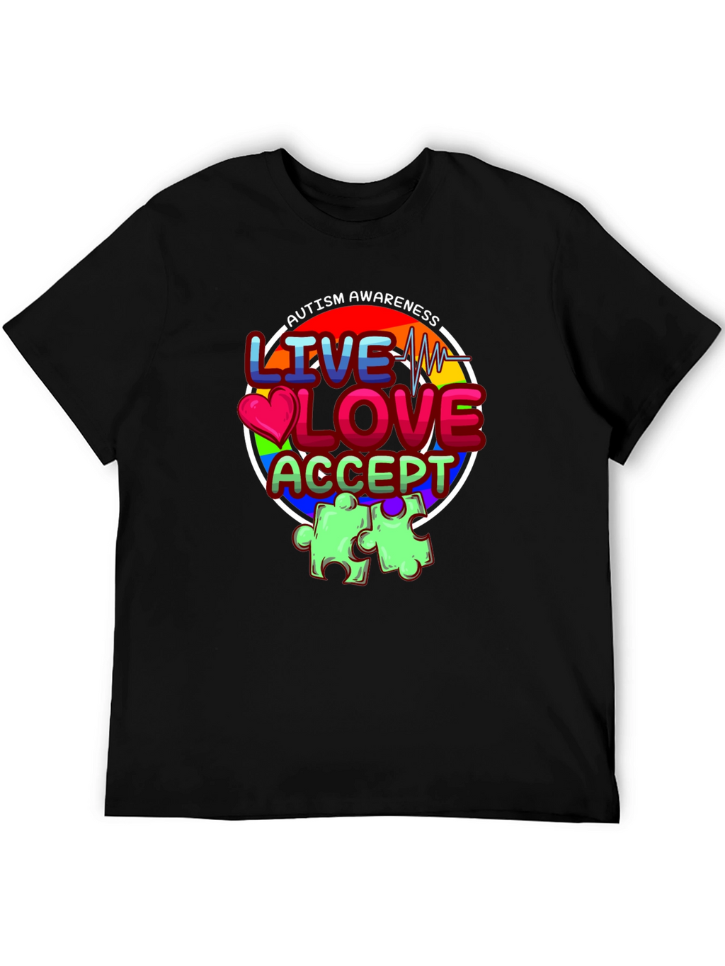 Autism Awareness Graphic T-Shirt - Live Love Accept