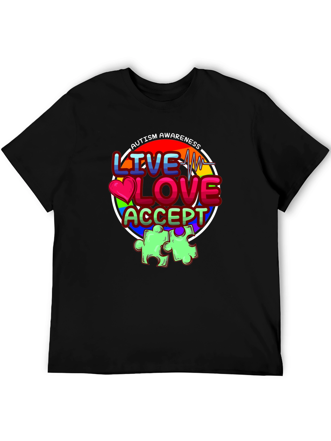 Autism Awareness Graphic T-Shirt - Live Love Accept