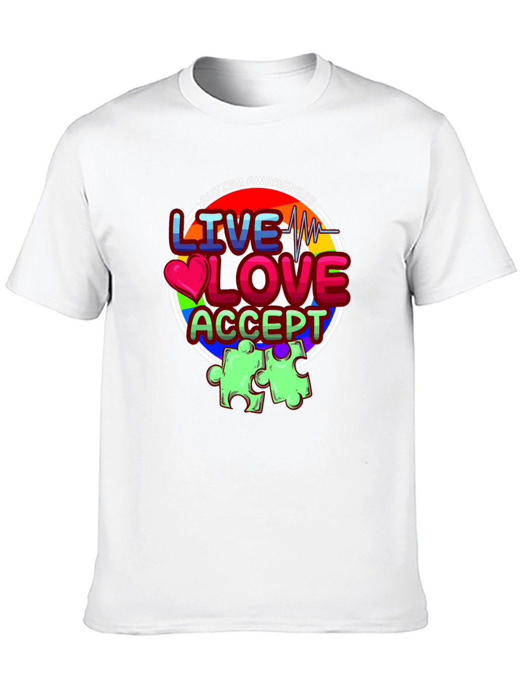 Autism Awareness Graphic T-Shirt - Live Love Accept