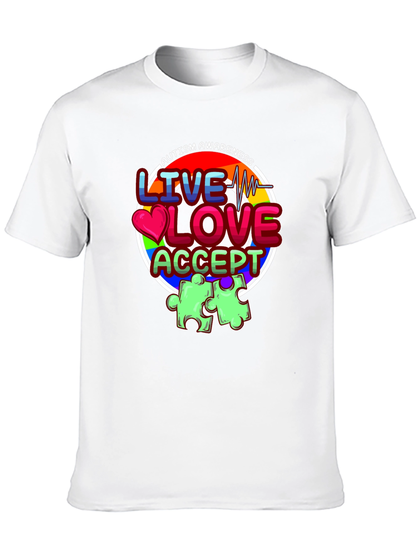Autism Awareness Graphic T-Shirt - Live Love Accept