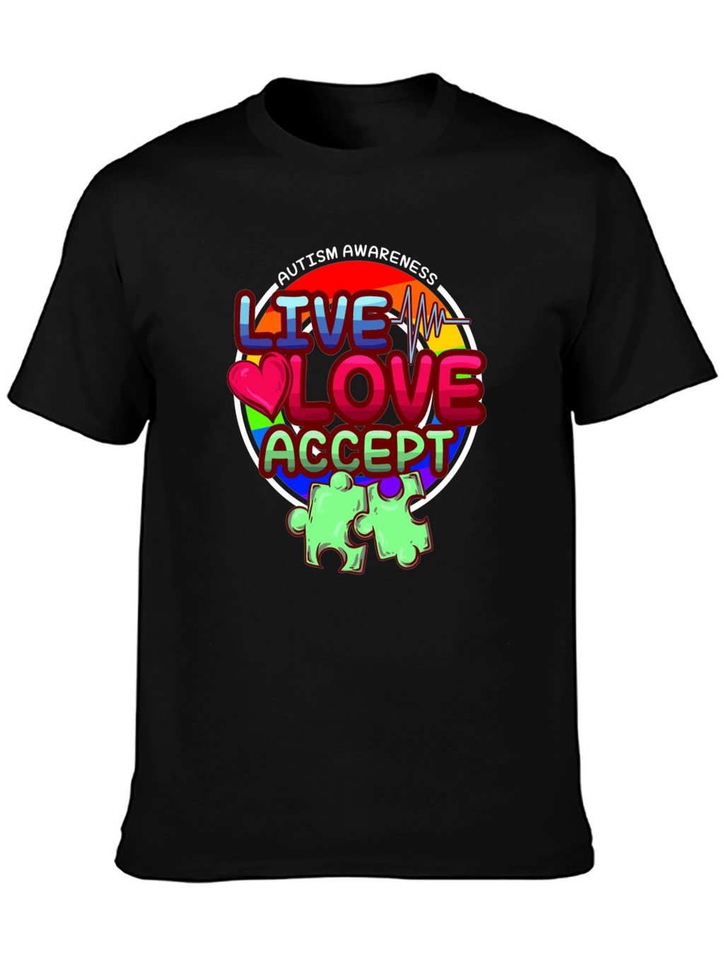 Autism Awareness Graphic T-Shirt - Live Love Accept