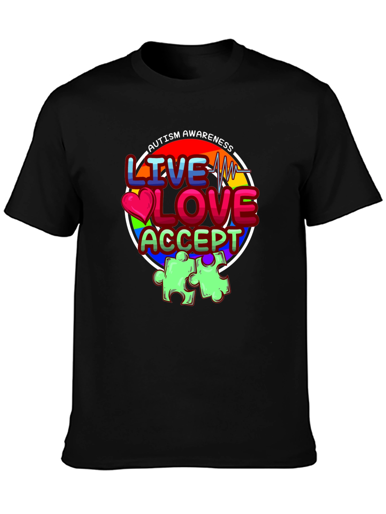 Autism Awareness Graphic T-Shirt - Live Love Accept
