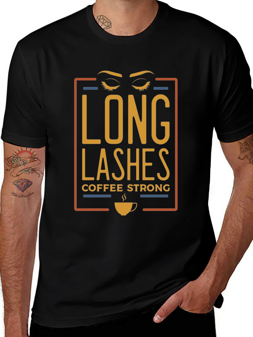 Long Lashes Coffee Strong Graphic T-Shirt