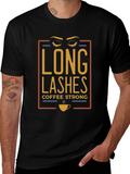 Long Lashes Coffee Strong Graphic T-Shirt