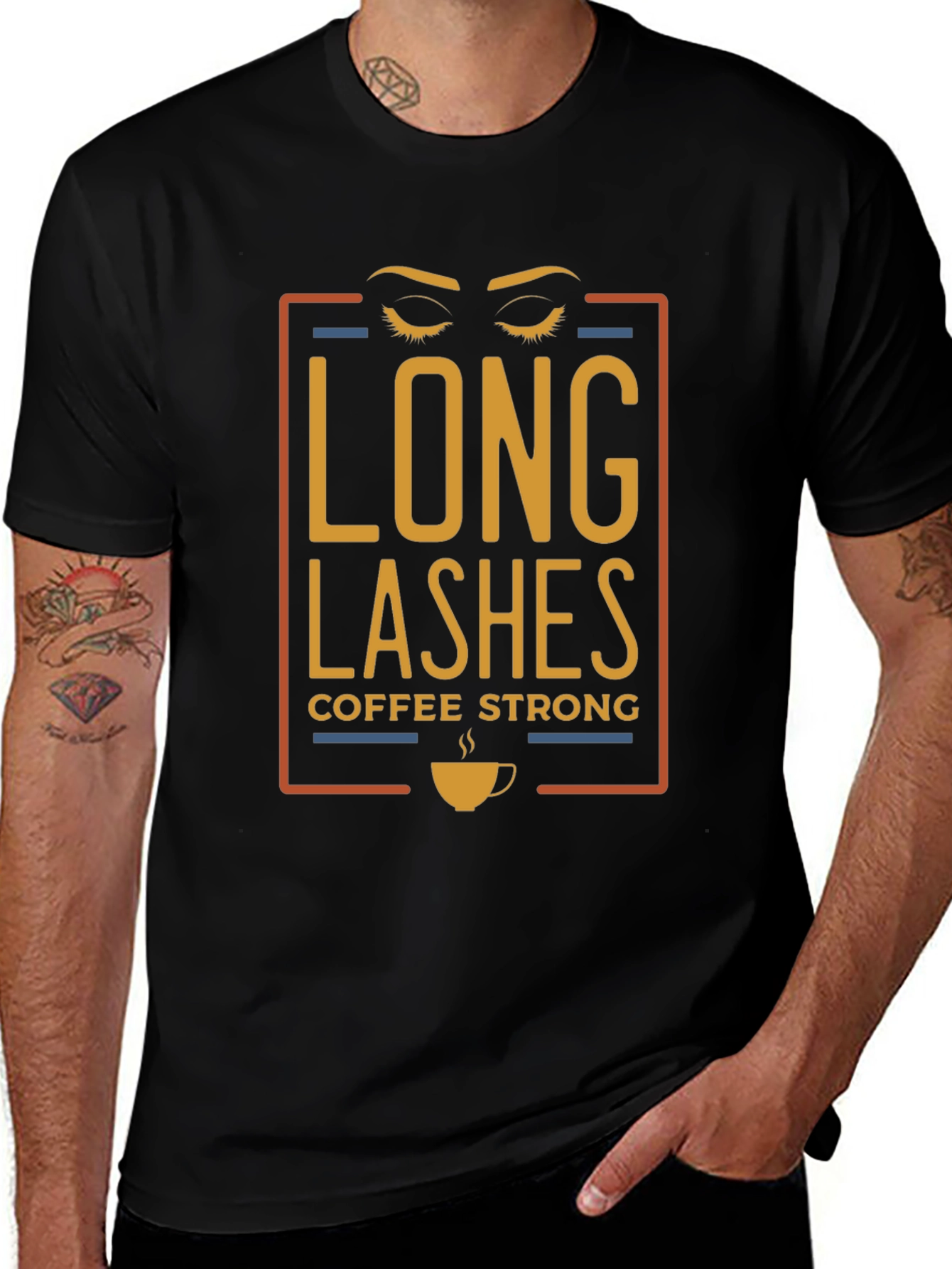 Long Lashes Coffee Strong Graphic T-Shirt