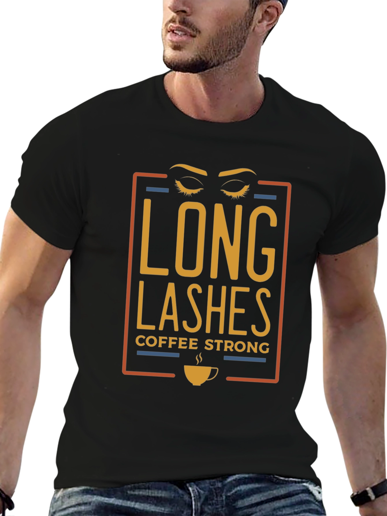 Long Lashes Coffee Strong Graphic T-Shirt