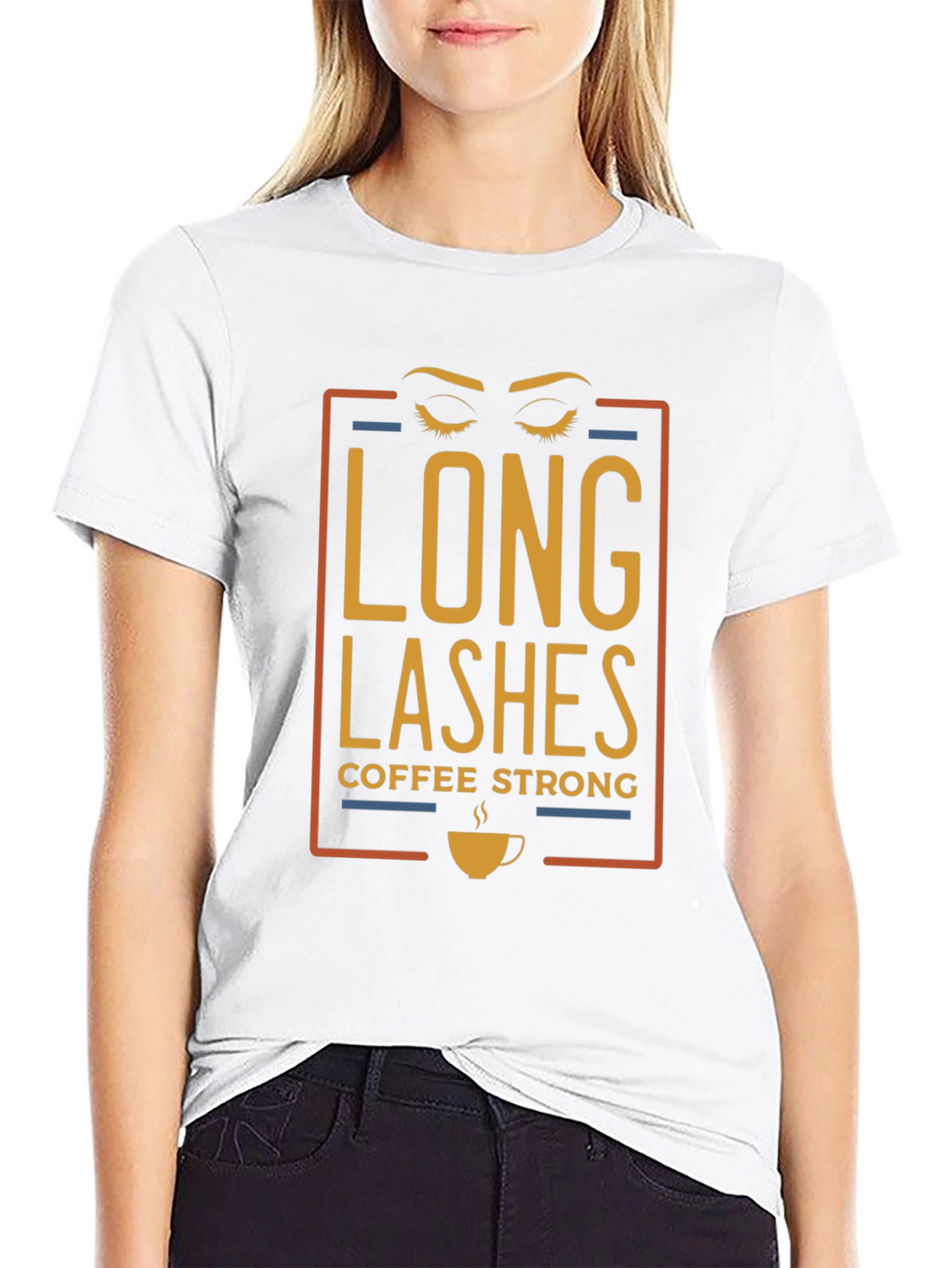 Long Lashes Coffee Strong Graphic T-Shirt