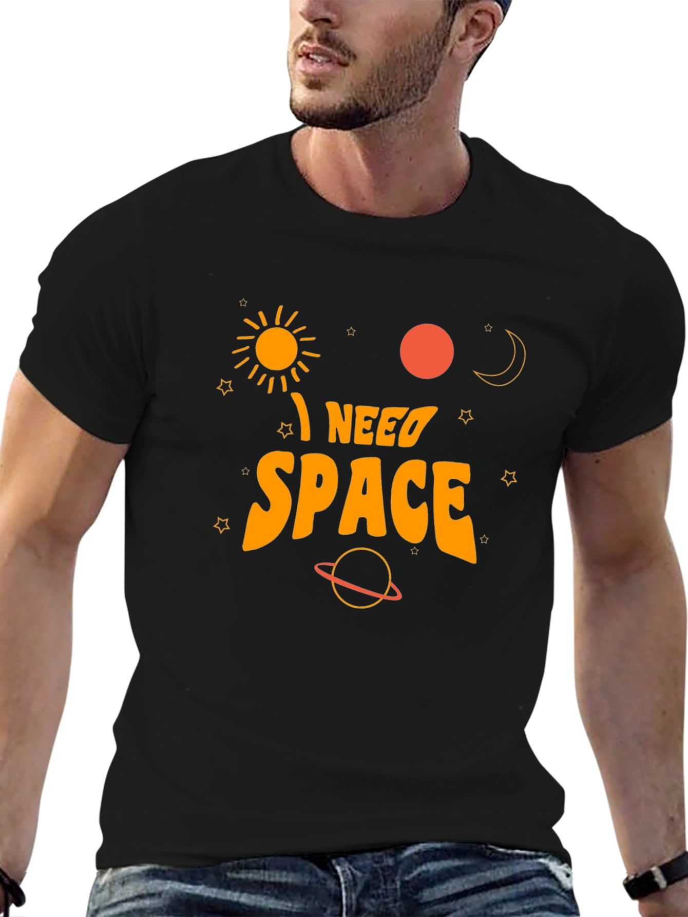 I Need Space Graphic T-Shirt - Black