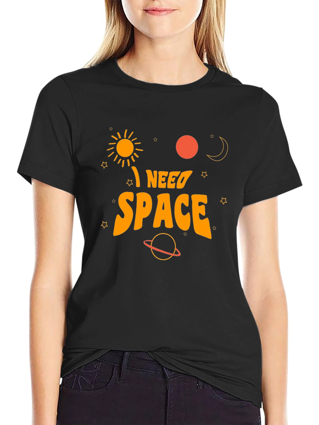 I Need Space Graphic T-Shirt - Black