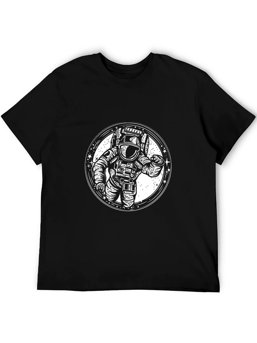 Astronaut Graphic Print Black T-Shirt
