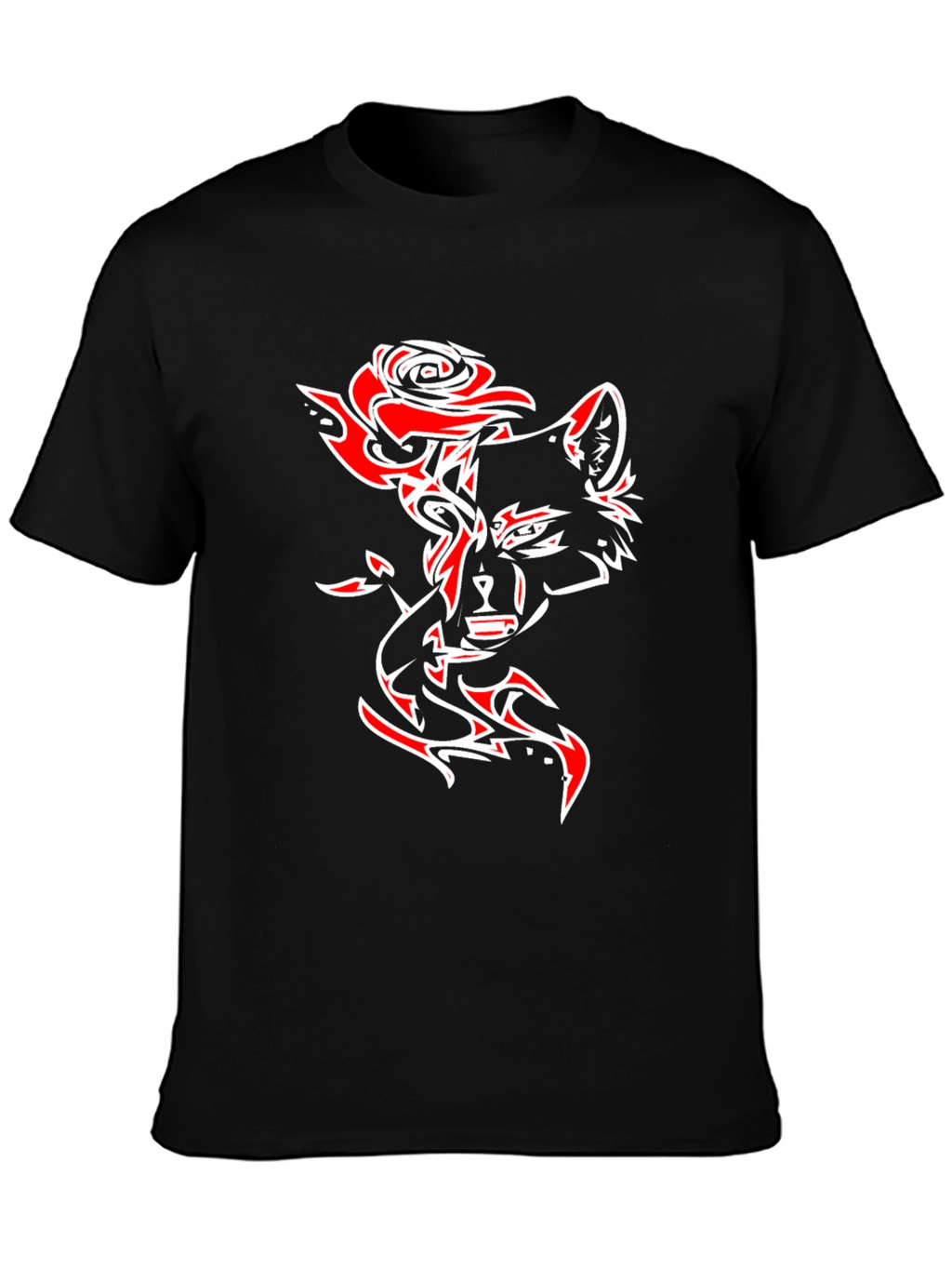 Wolf Rose Graphic T-Shirt - Black
