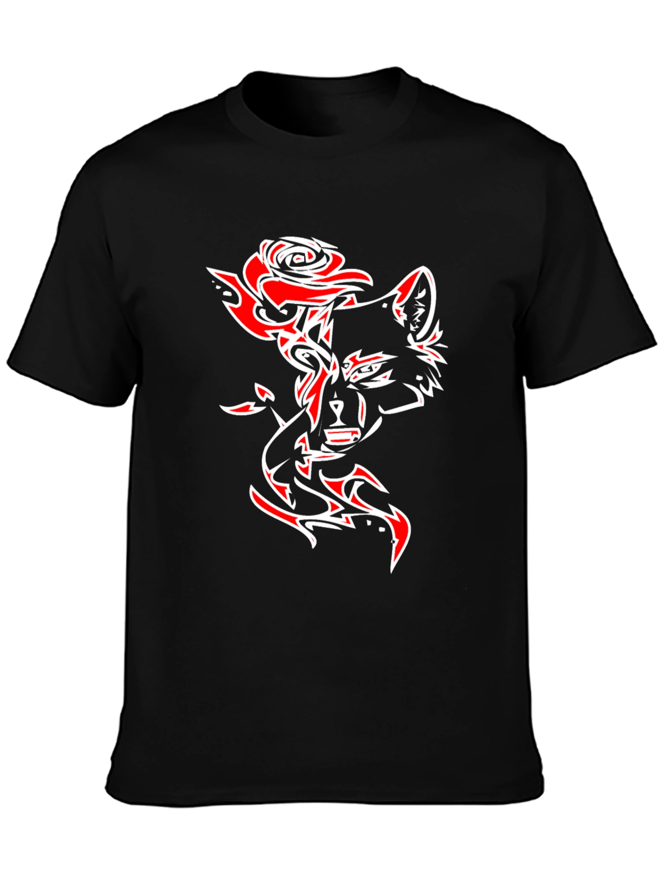 Wolf Rose Graphic T-Shirt - Black