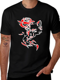 Wolf Rose Graphic T-Shirt - Black