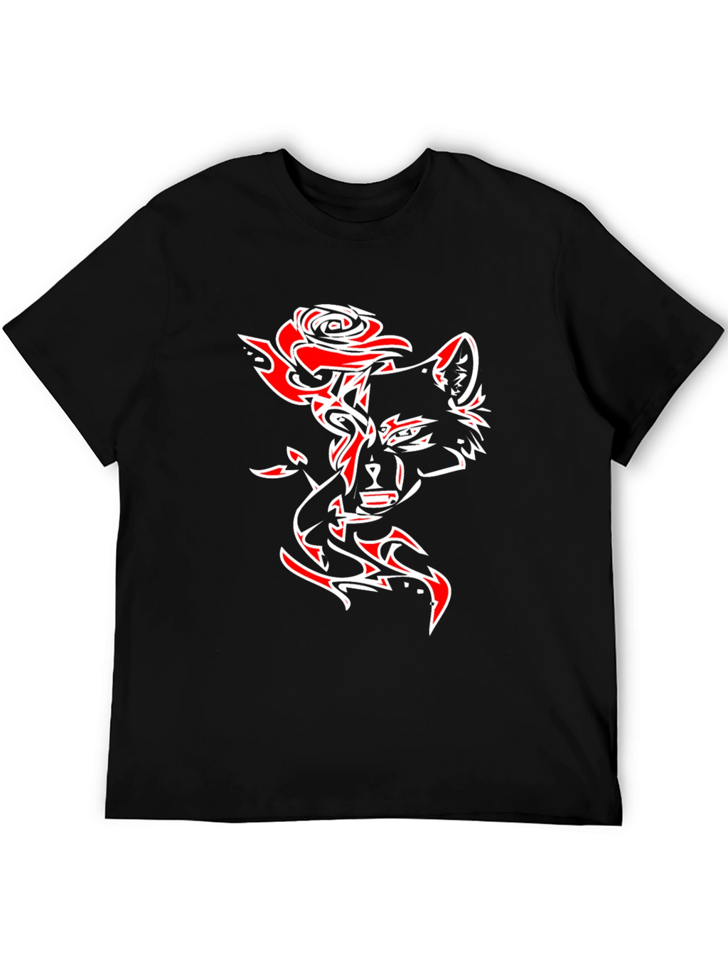 Wolf Rose Graphic T-Shirt - Black