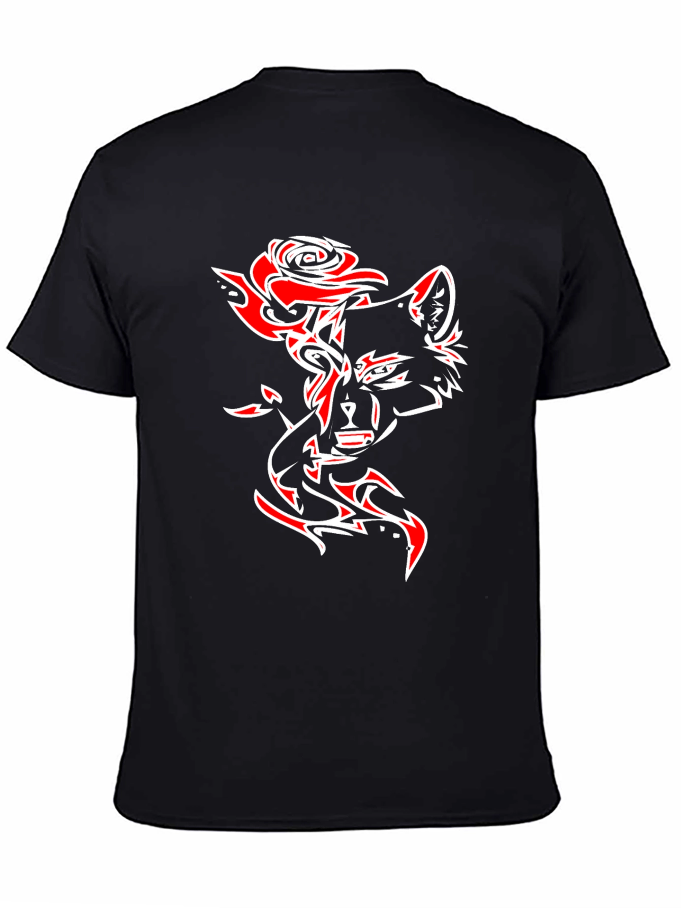 Wolf Rose Graphic T-Shirt - Black