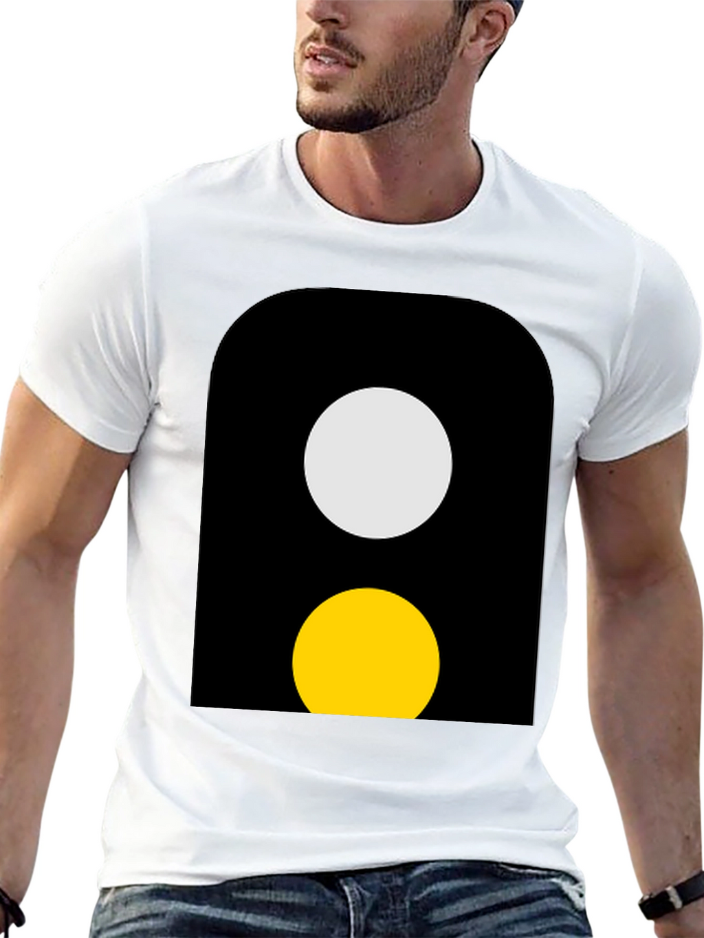 Abstract Graphic T-Shirt - Black with Circle Design