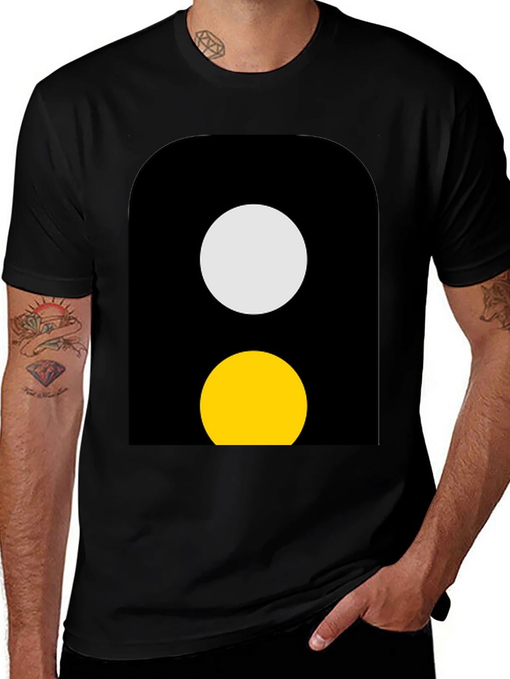 Abstract Graphic T-Shirt - Black with Circle Design