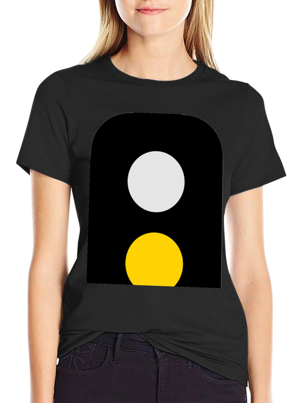 Abstract Graphic T-Shirt - Black with Circle Design