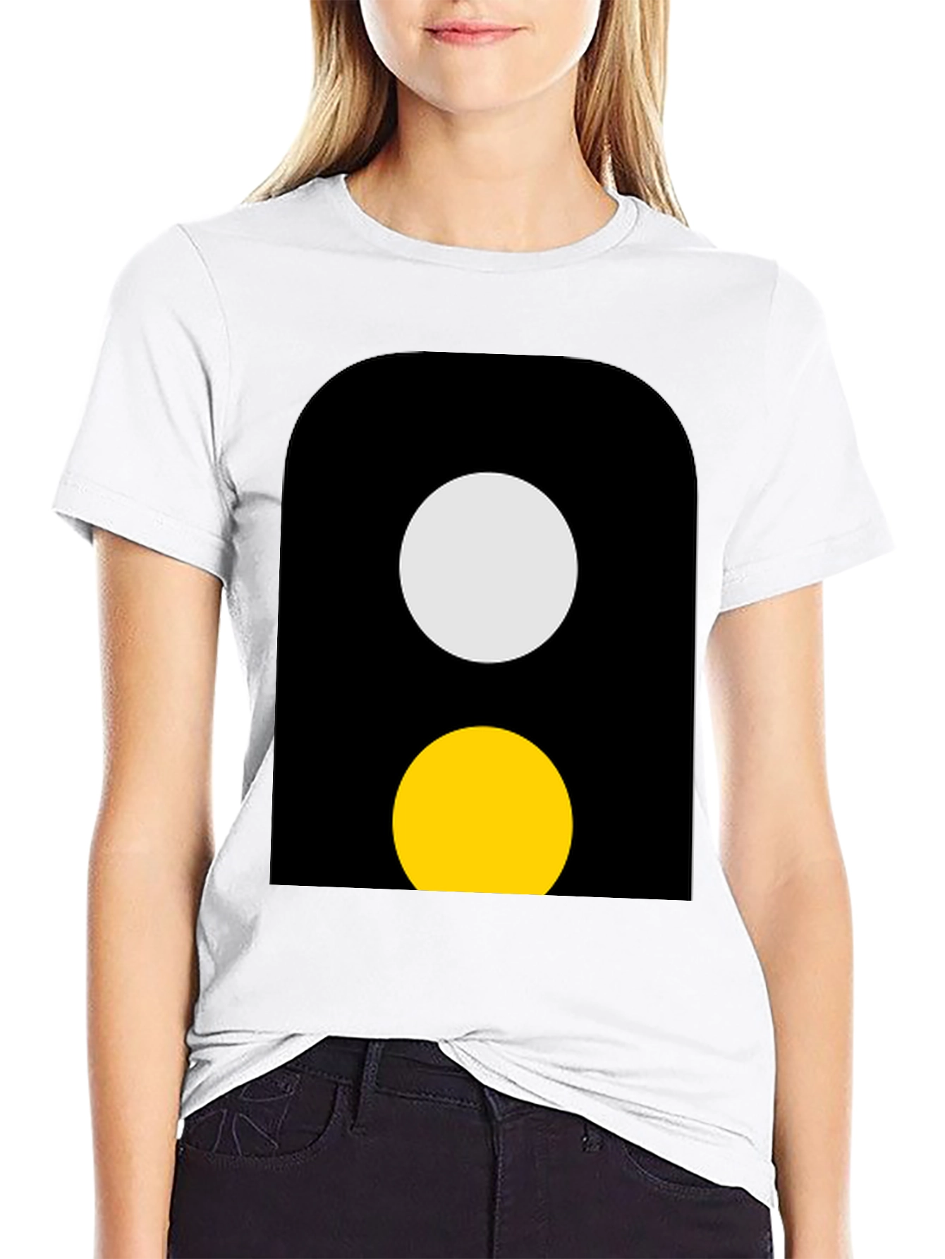Abstract Graphic T-Shirt - Black with Circle Design