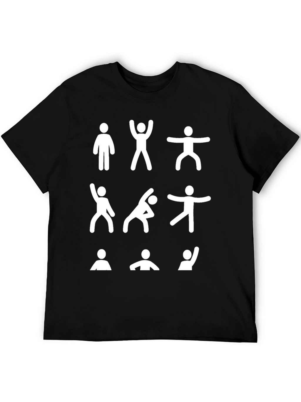 Funny Stick Figure Exercise Black T-Shirt