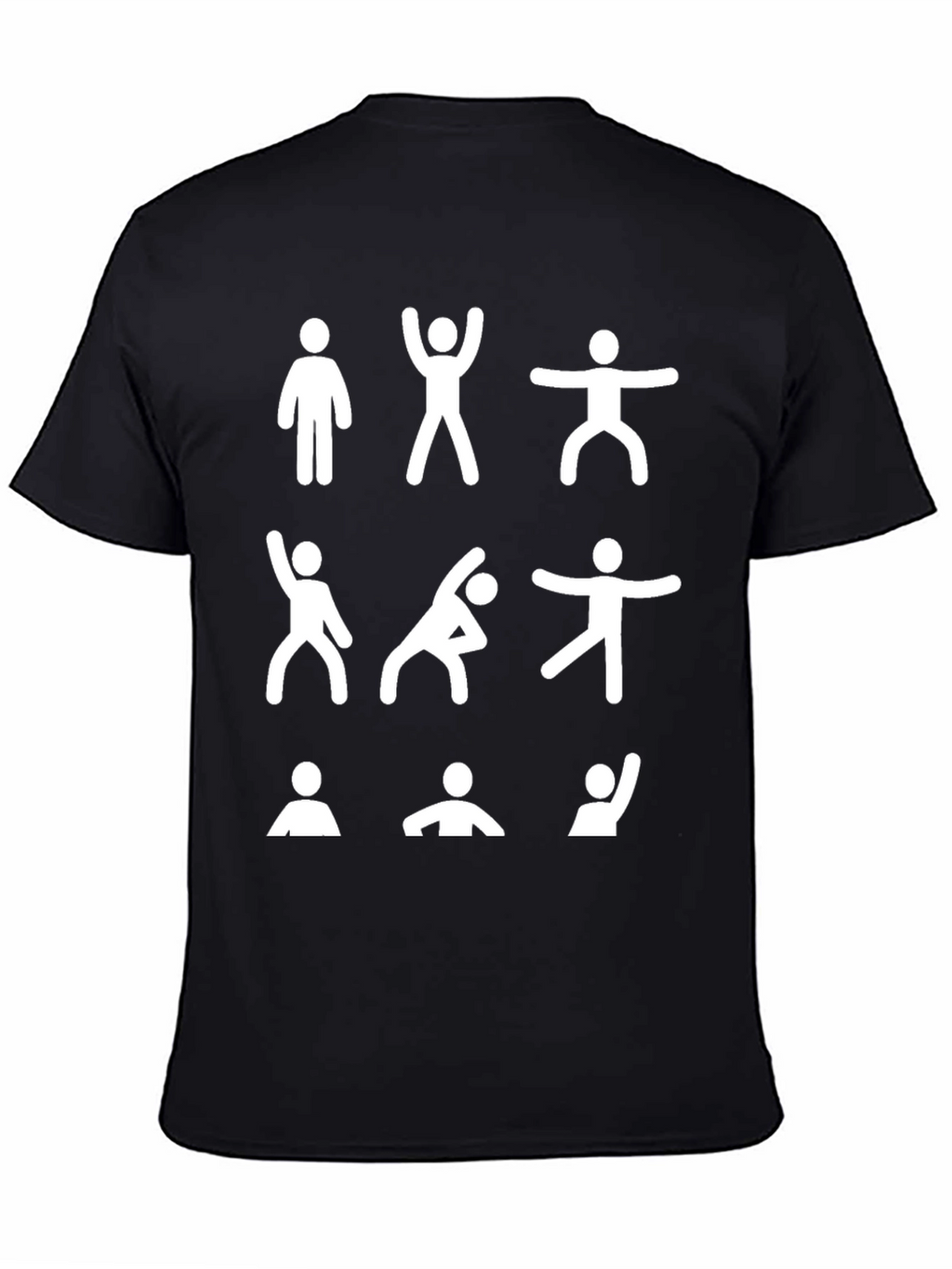 Funny Stick Figure Exercise Black T-Shirt