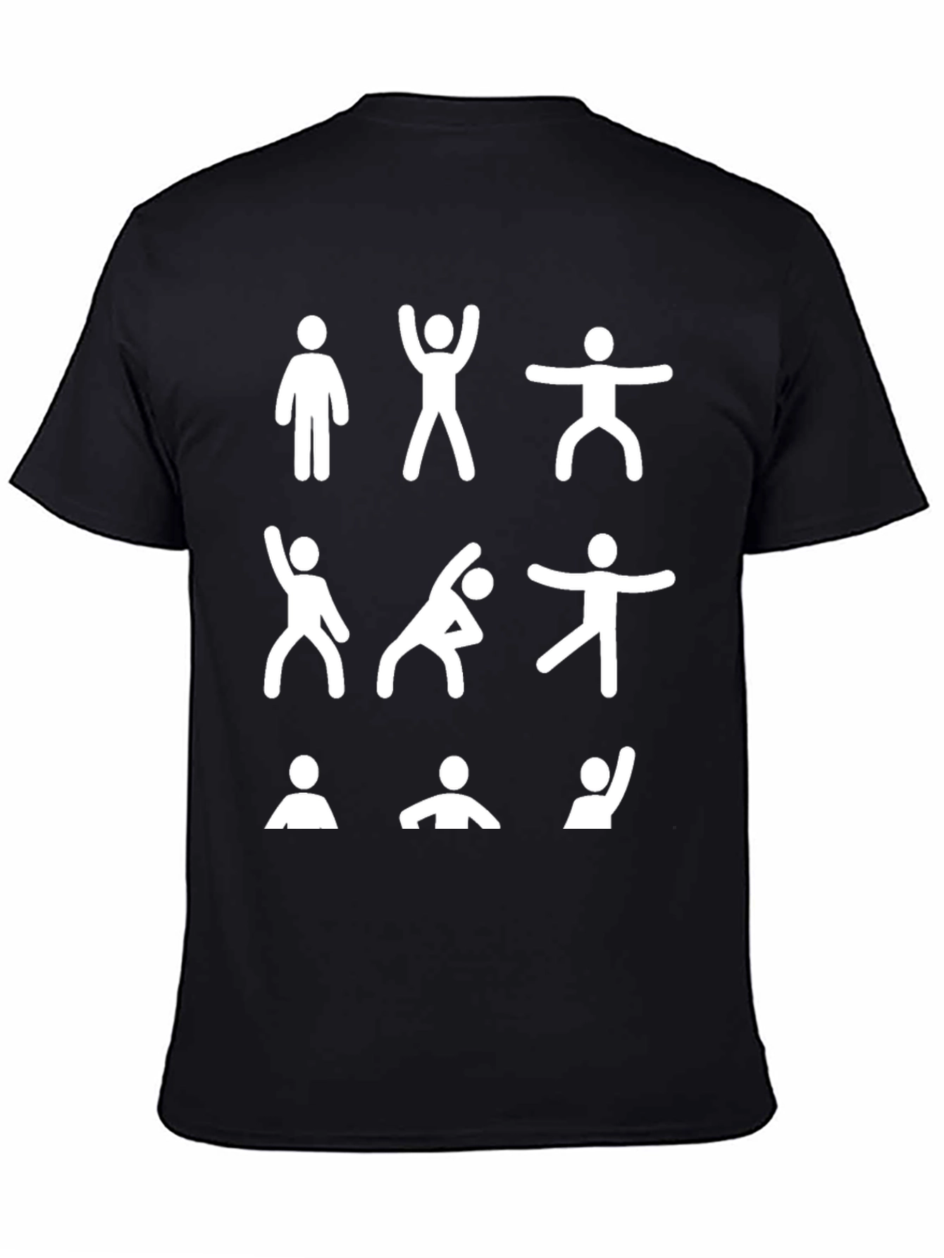 Funny Stick Figure Exercise Black T-Shirt