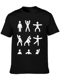Funny Stick Figure Exercise Black T-Shirt
