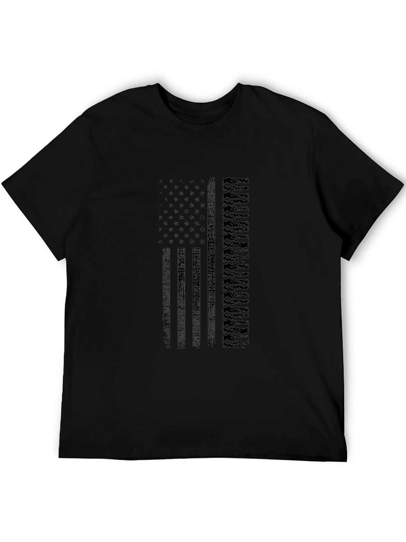 American Flag Graphic Print Mens Black T-Shirt