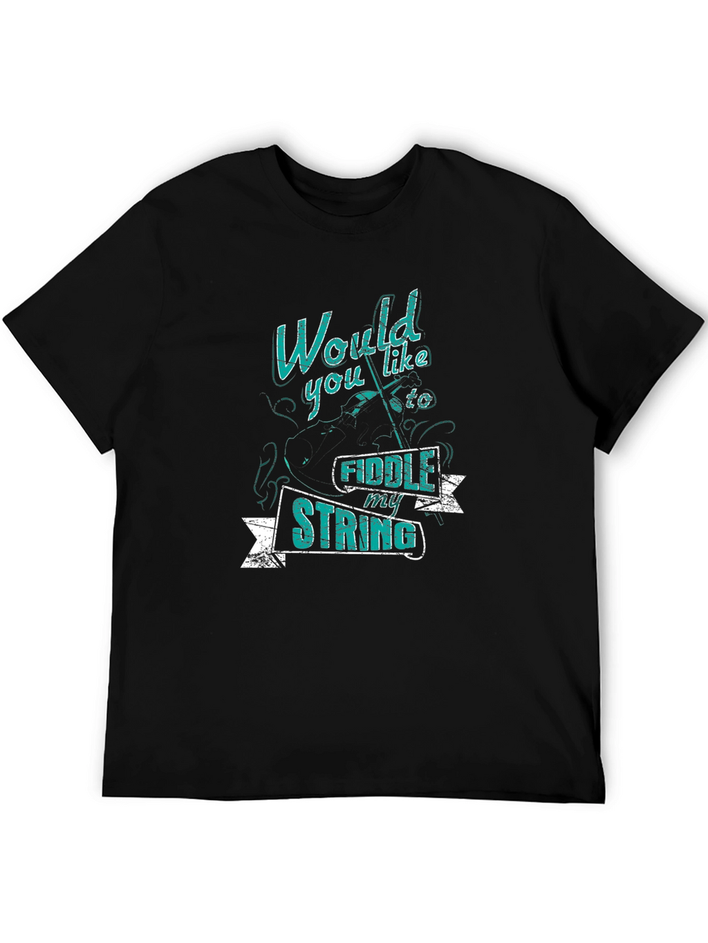 Fiddle My String Graphic Tee - Black Cotton T-Shirt
